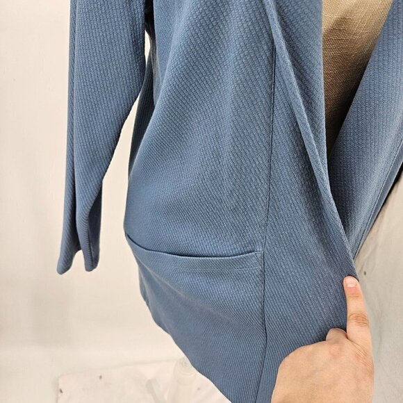Eileen Fisher Organic Cotton Open Front Cardigan Blue Women's M Knit Minimalist - Picture 5 of 12